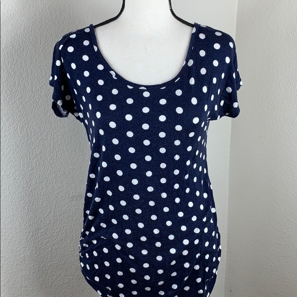 Free Kisses polka dots with red bow in back top
